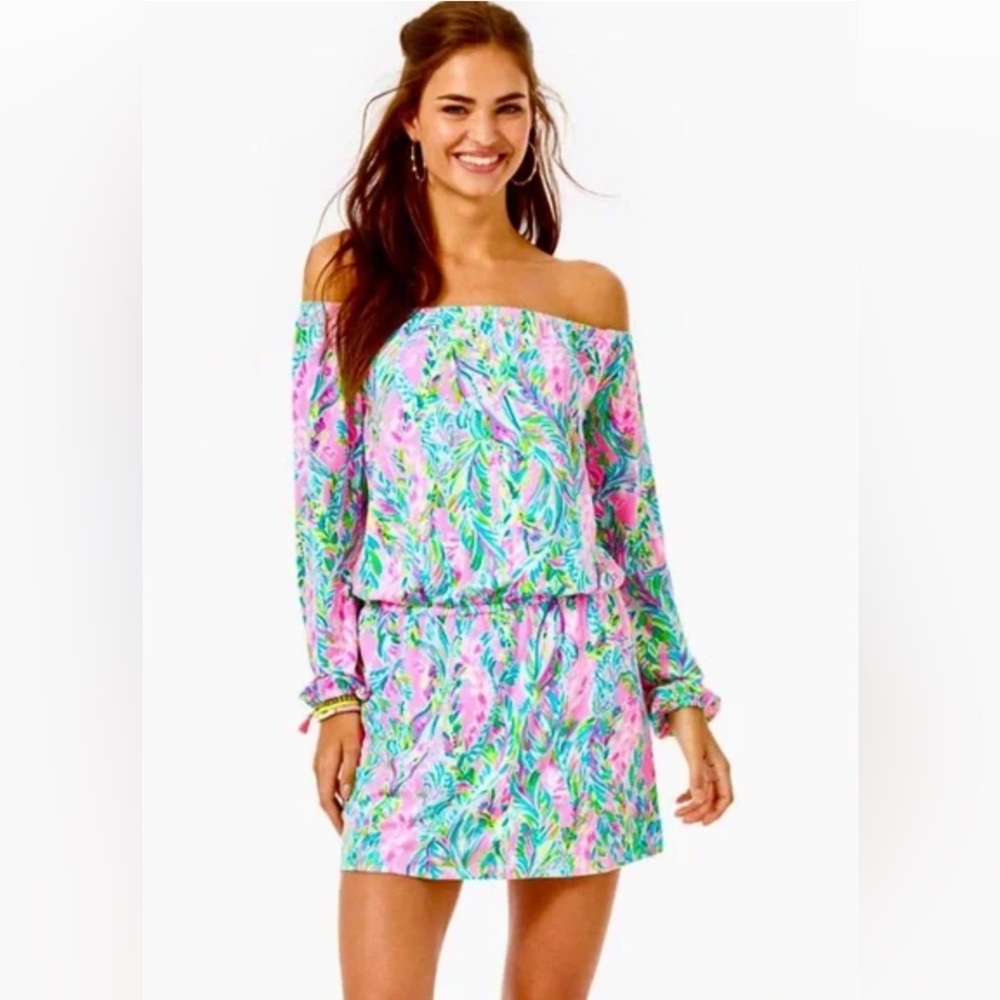 EUC Lilly Pulitzer Off Shoulder Lana Skort Romper Multi Unicorn of the Sea